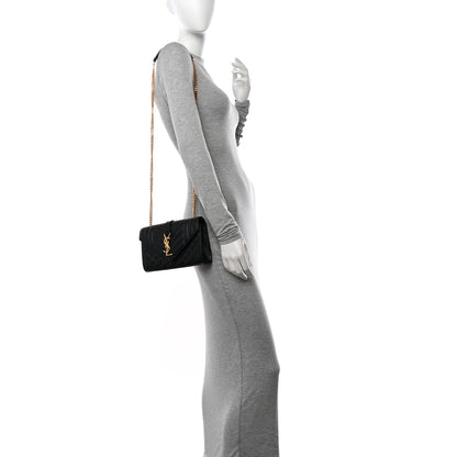 Saint Laurent Grain De Poudre Textured Mixed Matelasse Triquilt Small Monogram Satchel Black 2 of 11