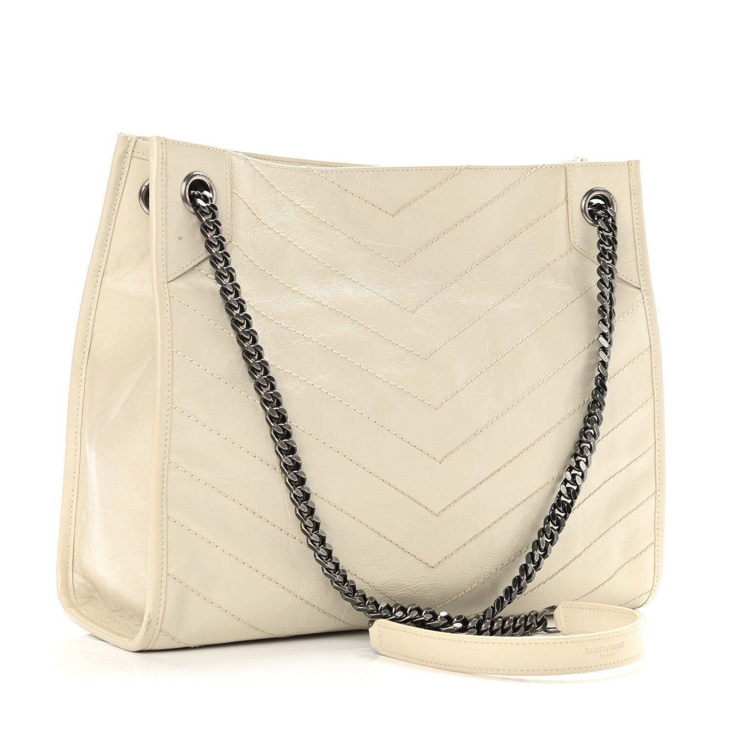 Saint Laurent Crinkled Calfskin Matelasse Monogram Medium Niki Shopper Tote Crema Soft 3 of 10