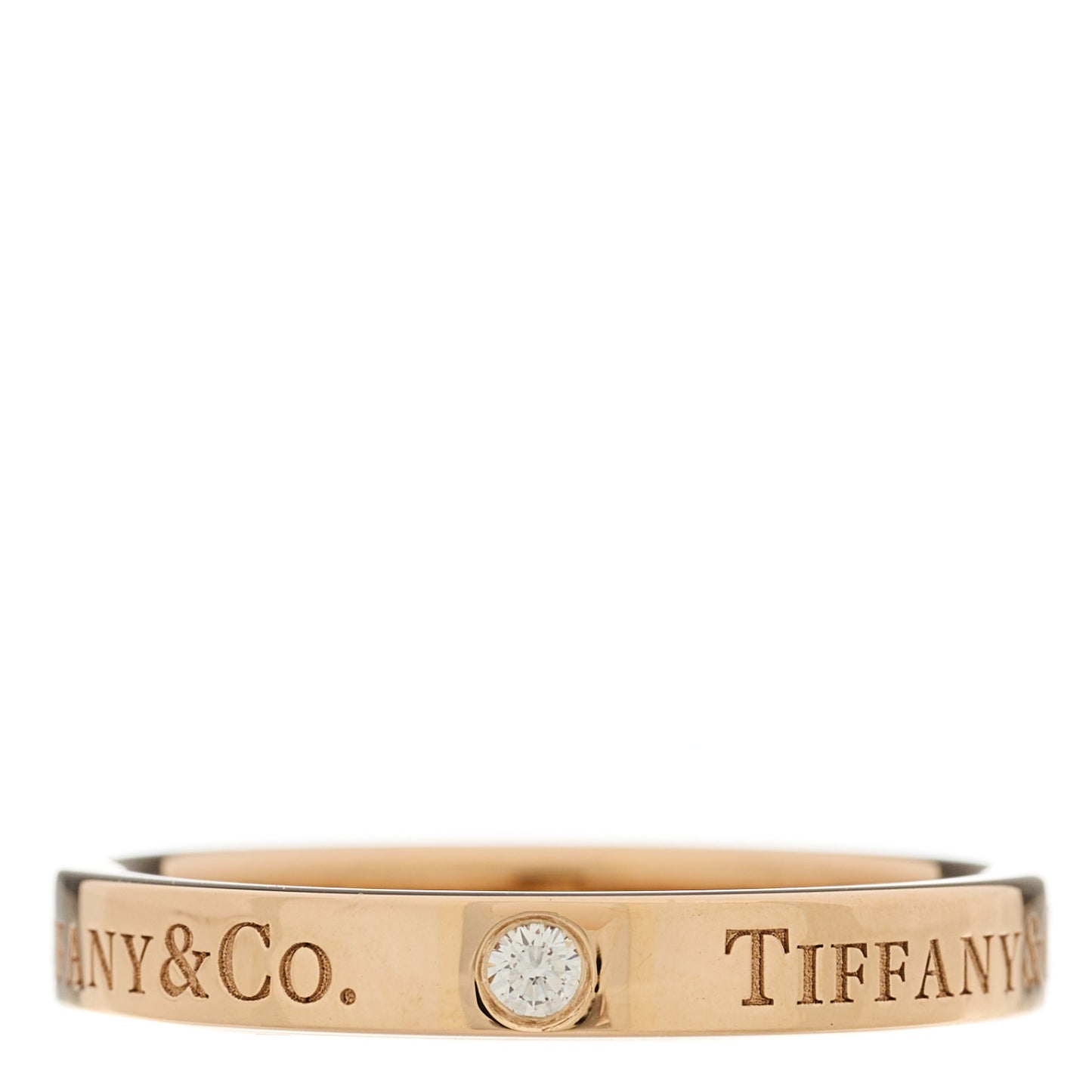 18K Rose Gold Diamond 3mm Logo Band Ring 55 7.25