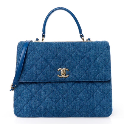 Chanel Denim Quilted Large Trendy CC Flap Dual Handle Bag Blue 1 of 12
