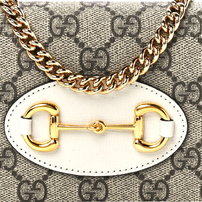 Gucci GG Supreme Monogram Azalea Calfskin Horsebit 1955 Wallet On Chain Beige Ebony Mystic White 7 of 10