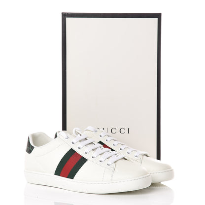 Gucci Calfskin Crocodile Web Womens Ace Sneakers 35.5 White Green 10 of 10