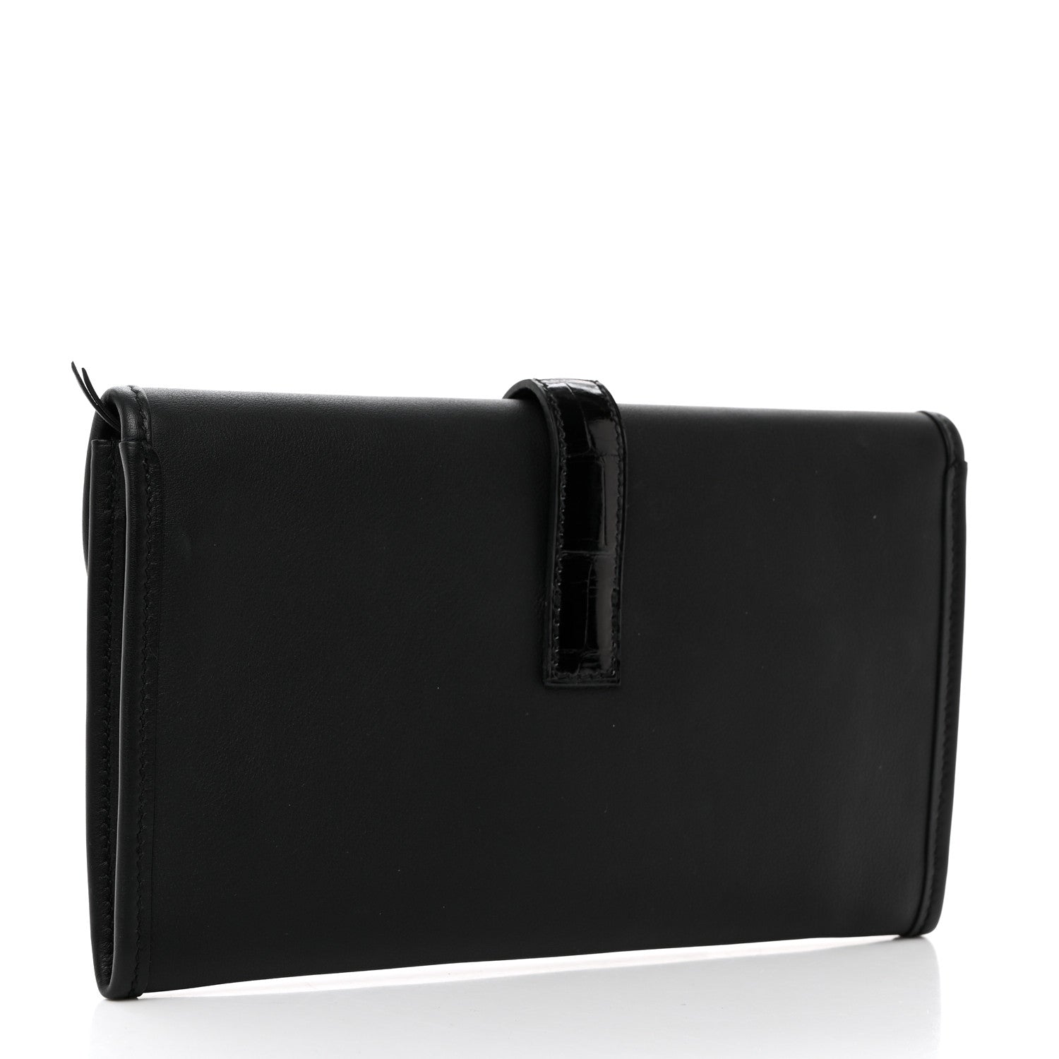 Hermes Swift Shiny Alligator Jige Duo Touch Clutch Black 4 of 9