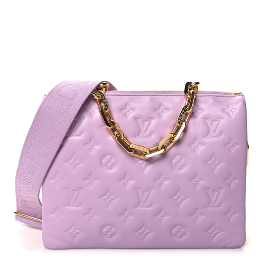 Lambskin Embossed Monogram Coussin PM Parme