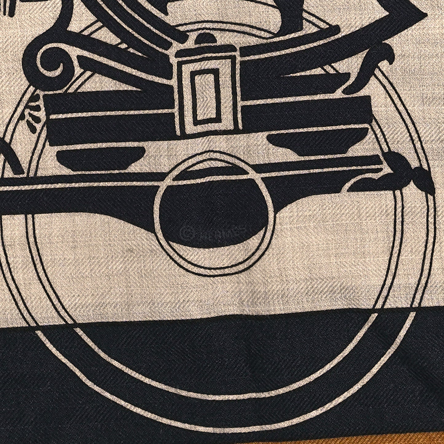 Cashmere Silk Ex-Libris Giant Triangle Scarf Natural Black Gold