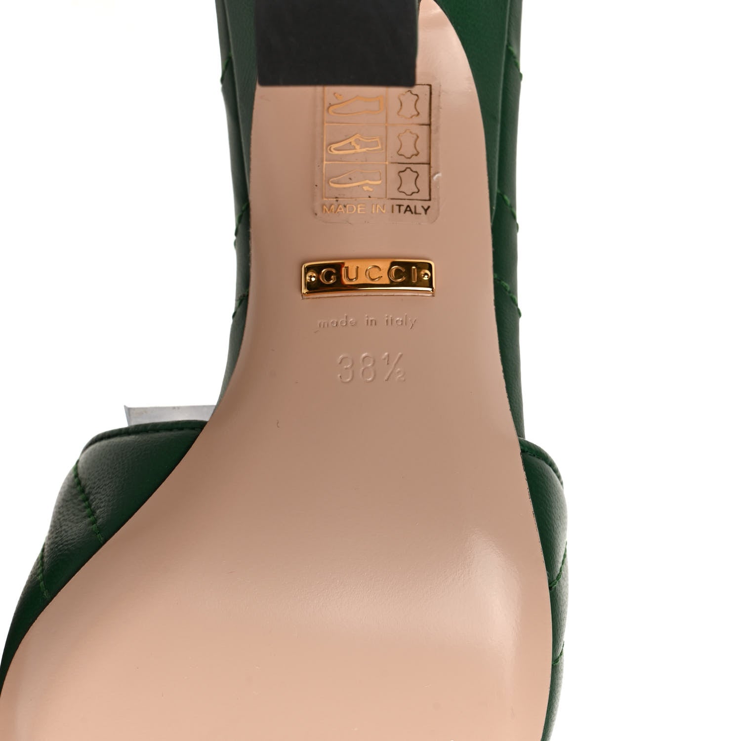 Gucci Nappa Matelasse GG Marmont 75mm Slide Sandals 38.5 Emerald 6 of 8