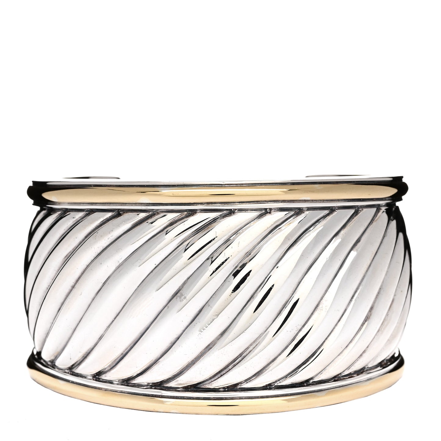 Sterling Silver 18K Yellow Gold 41mm Sculpted Cable Cuff Bracelet