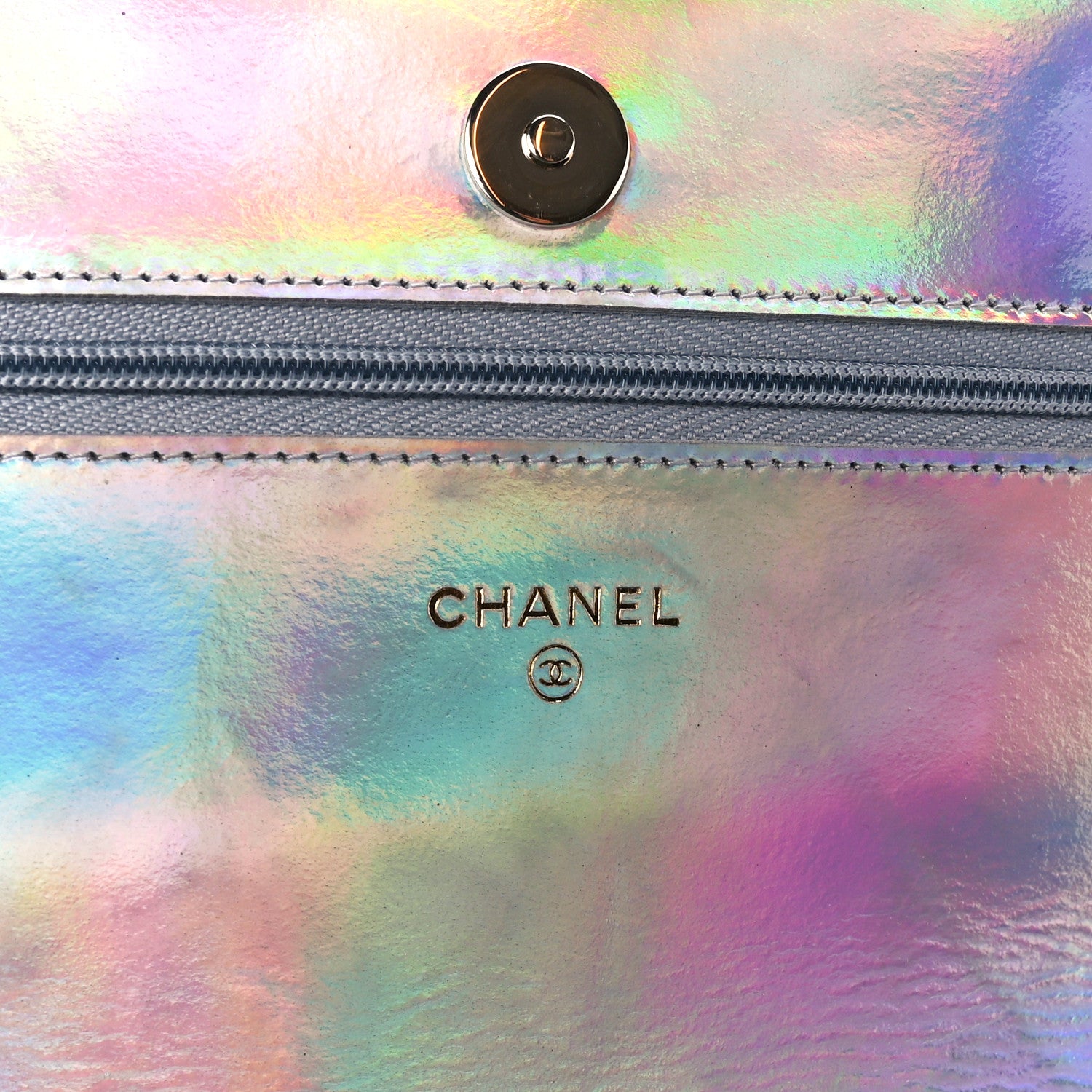 Chanel Iridescent Goatskin Quilted Wallet On Chain WOC Silver 6 of 12