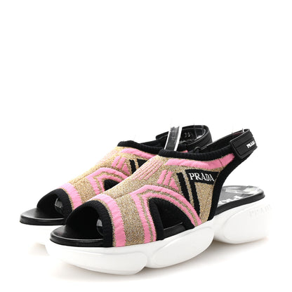 Prada Knit Cloudbust Sandals 35.5 Black Begonia Gold 4 of 9