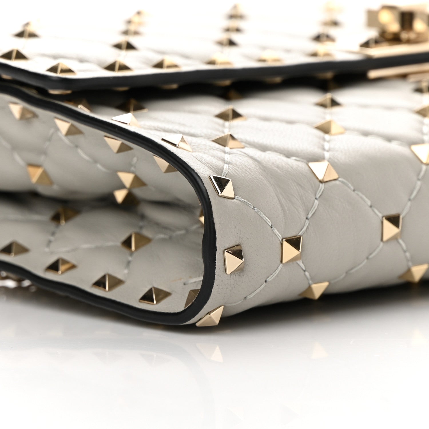 Valentino Garavani Nappa Rockstud Spike Wallet On Chain Opal Grey 8 of 13