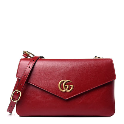 Gucci Calfskin Diagonal GG Medium Thiara Double Envelope Shoulder Bag Black Red 3 of 16