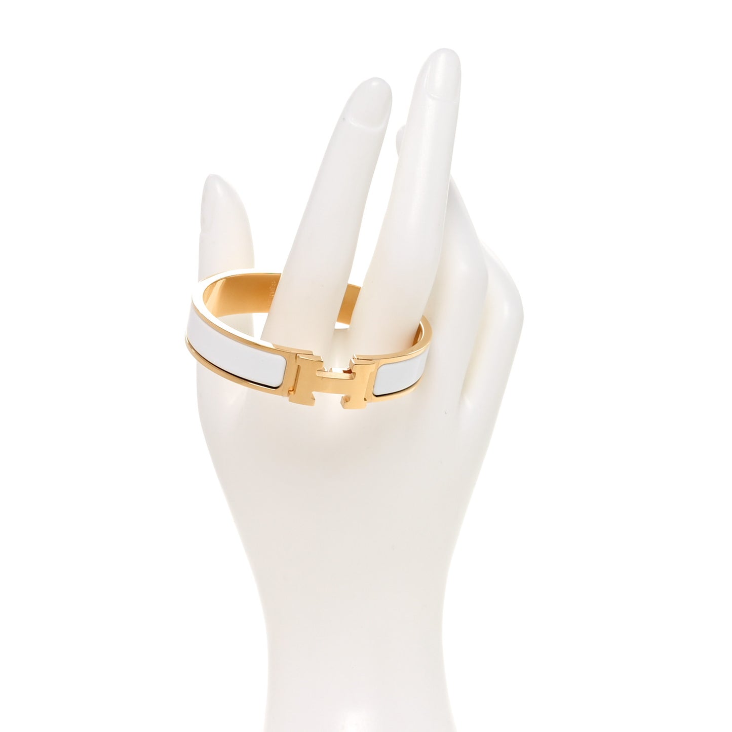 Enamel Narrow Clic Clac H Bracelet PM White