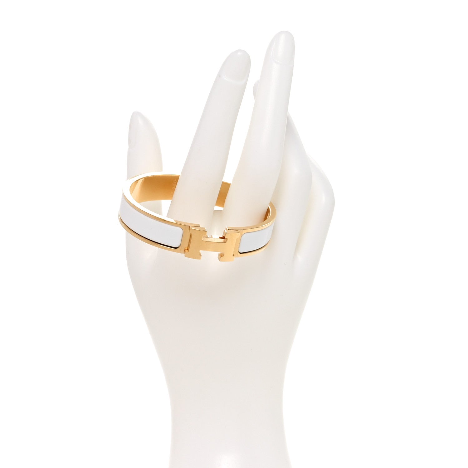 Hermes Enamel Narrow Clic Clac H Bracelet PM White 2 of 6