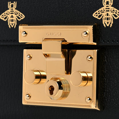 Gucci Grained Calfskin Bee Star Small Padlock Shoulder Bag Black 8 of 10