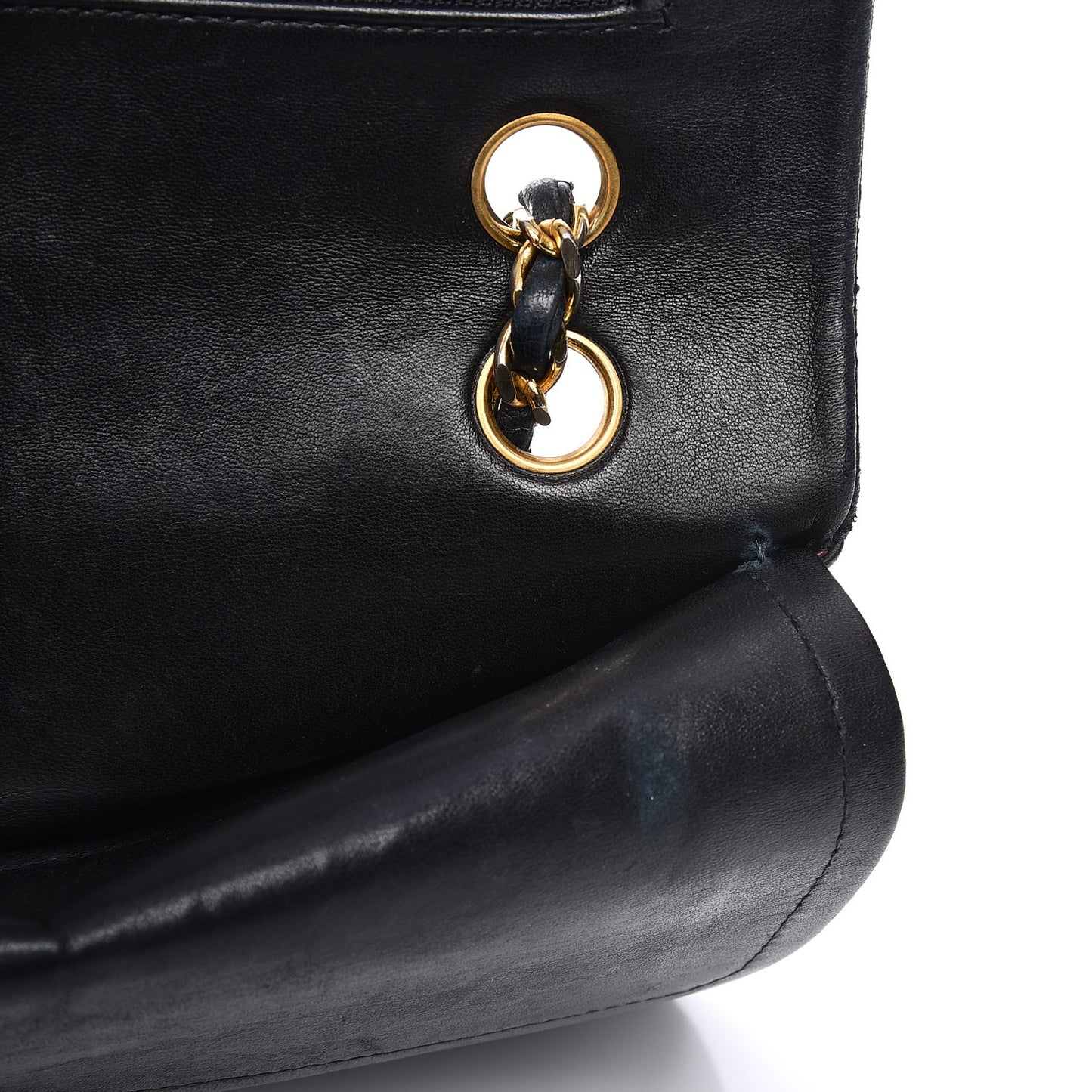 Lambskin Quilted Medium Double Flap Black