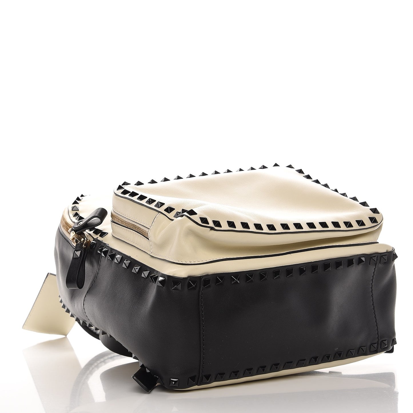 Vitello Medium Rockstud Backpack Ivory Black