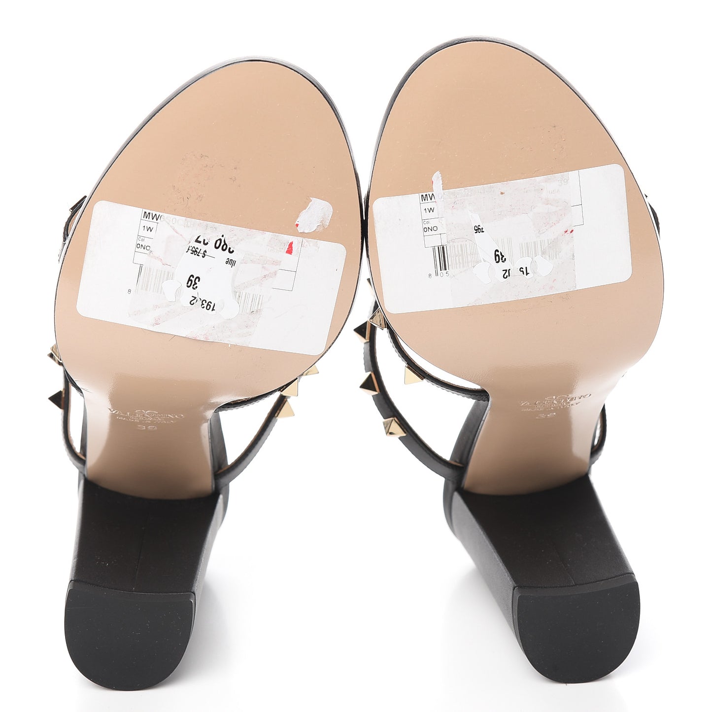 Calfskin Rockstud 90mm Caged Slide Sandals 39 Black
