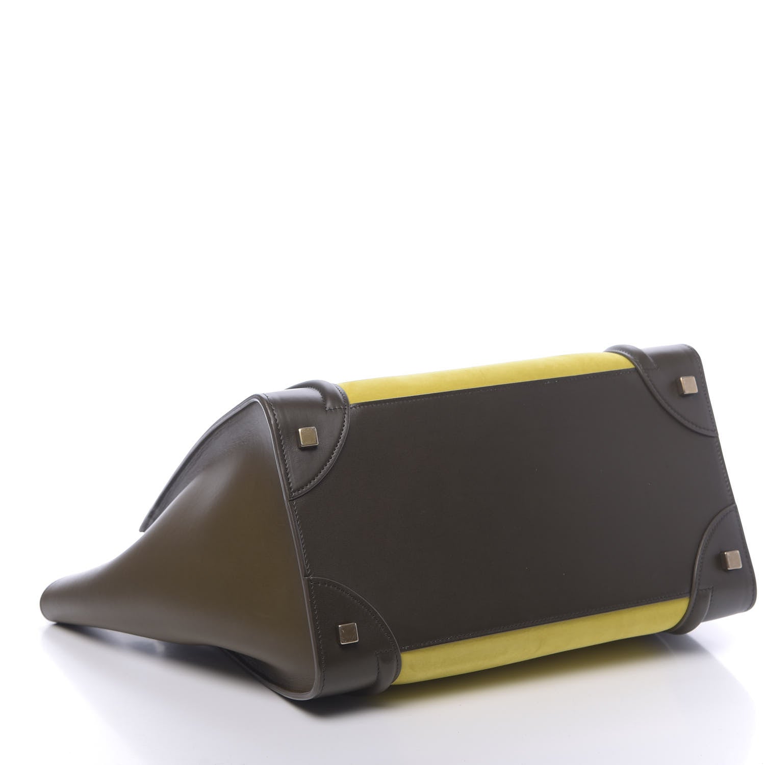 Celine Nubuck Smooth Calfskin Mini Tri-Color Luggage Chartreuse 4 of 9