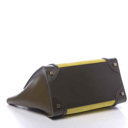 Celine Nubuck Smooth Calfskin Mini Tri-Color Luggage Chartreuse 4 of 9