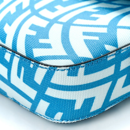 Fendi X SARAH COLEMAN Glazed Canvas Vitello King FF Vertigo Baguette 1997 Cyber Blue White 8 of 8