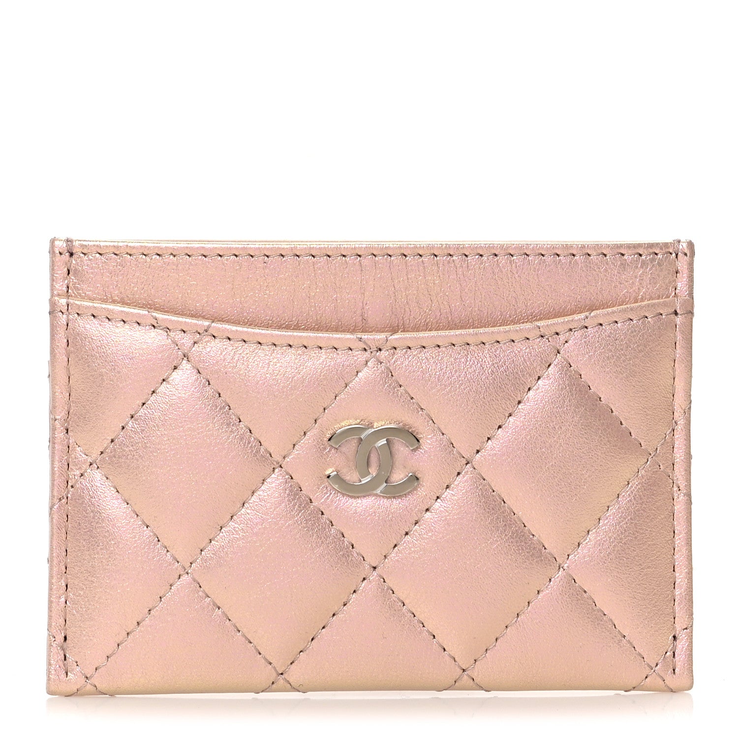 Chanel Iridescent Calfskin Quilted Card Holder Pink 1 of 8