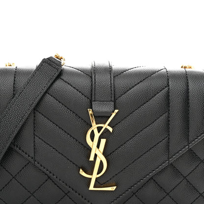 Saint Laurent Grain De Poudre Textured Mixed Matelasse Triquilt Small Monogram Satchel Black 8 of 11