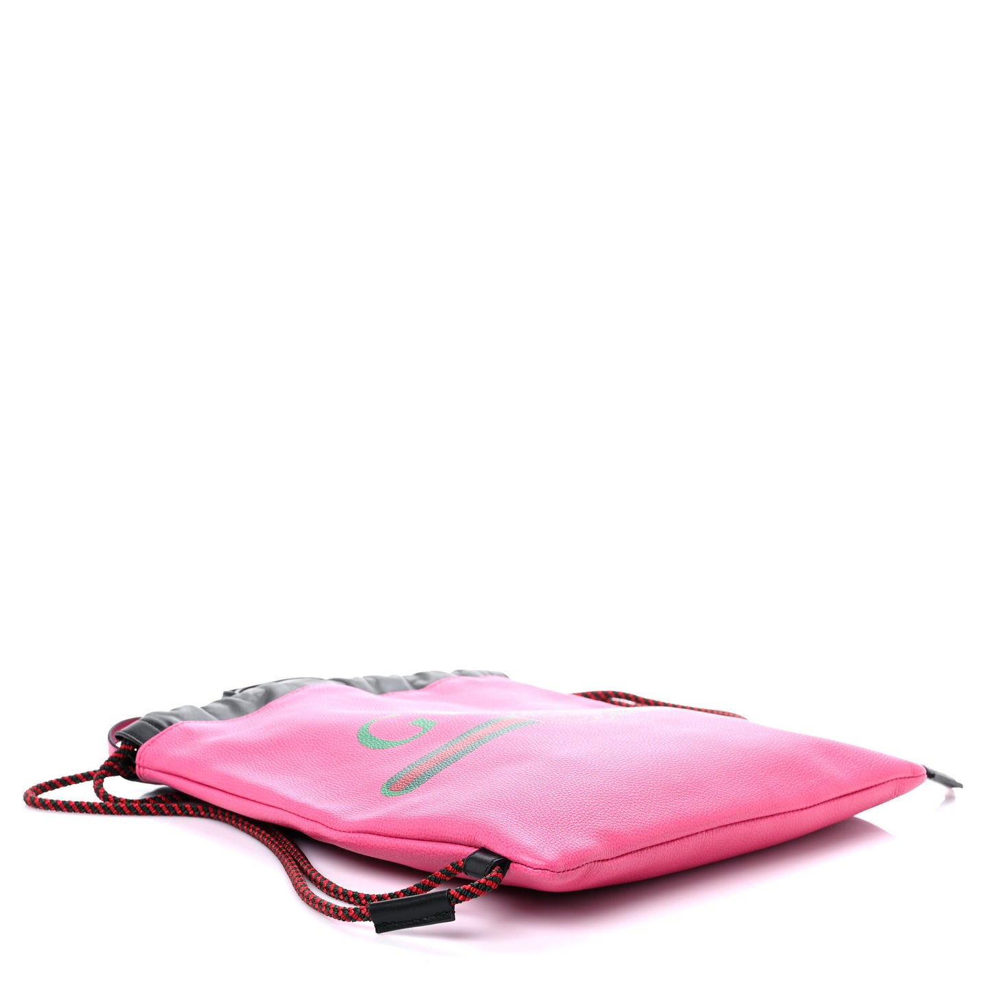 Grained Calfskin Logo Drawstring Backpack Box Pink Green Black