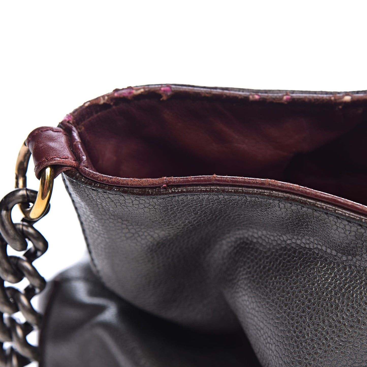 Metallic Caviar Mademoiselle Lock Cerf Shopper Tote Silver