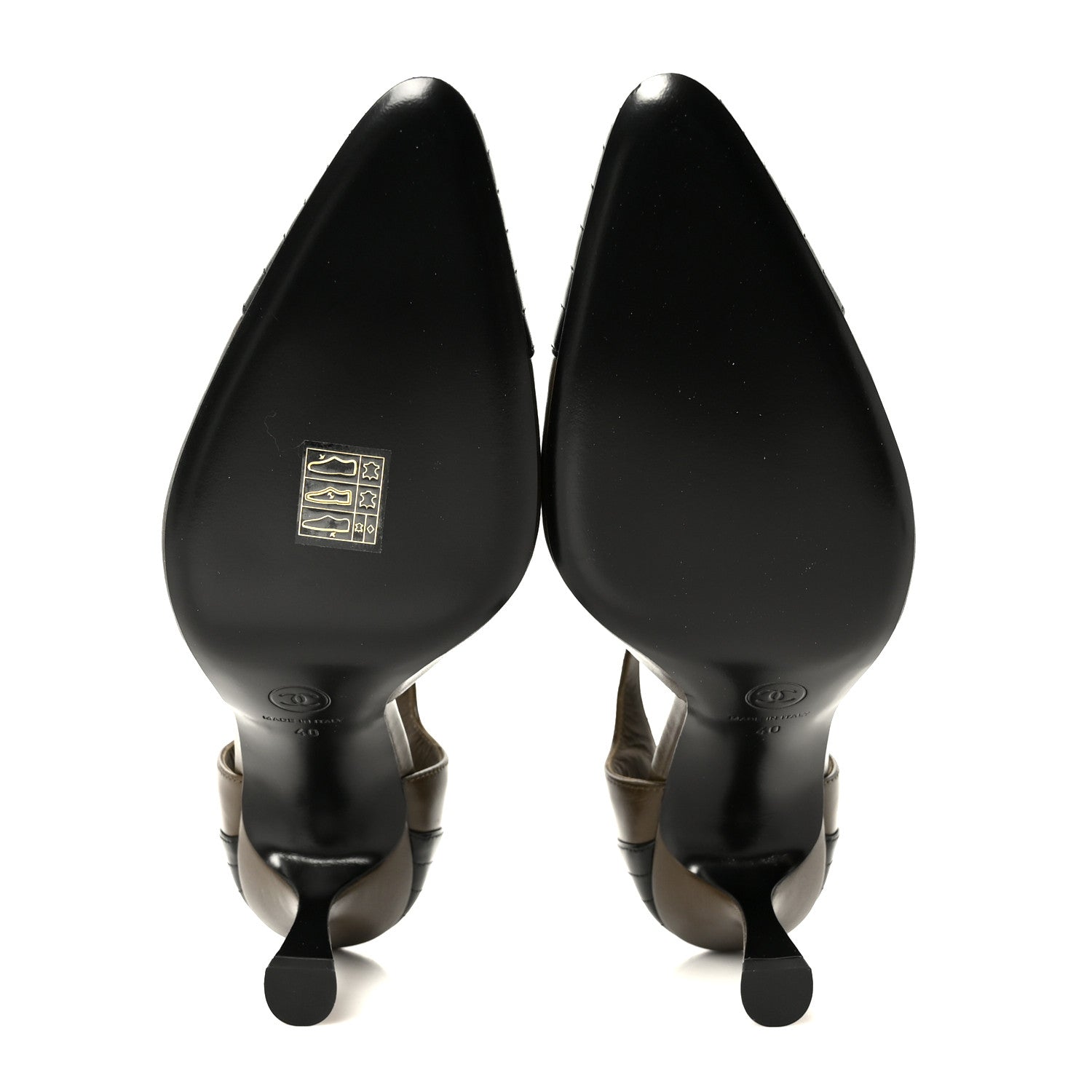 Chanel Lambskin Mary Jane Pumps 40 Dark Khaki Black 6 of 10
