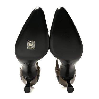 Chanel Lambskin Mary Jane Pumps 40 Dark Khaki Black 6 of 10