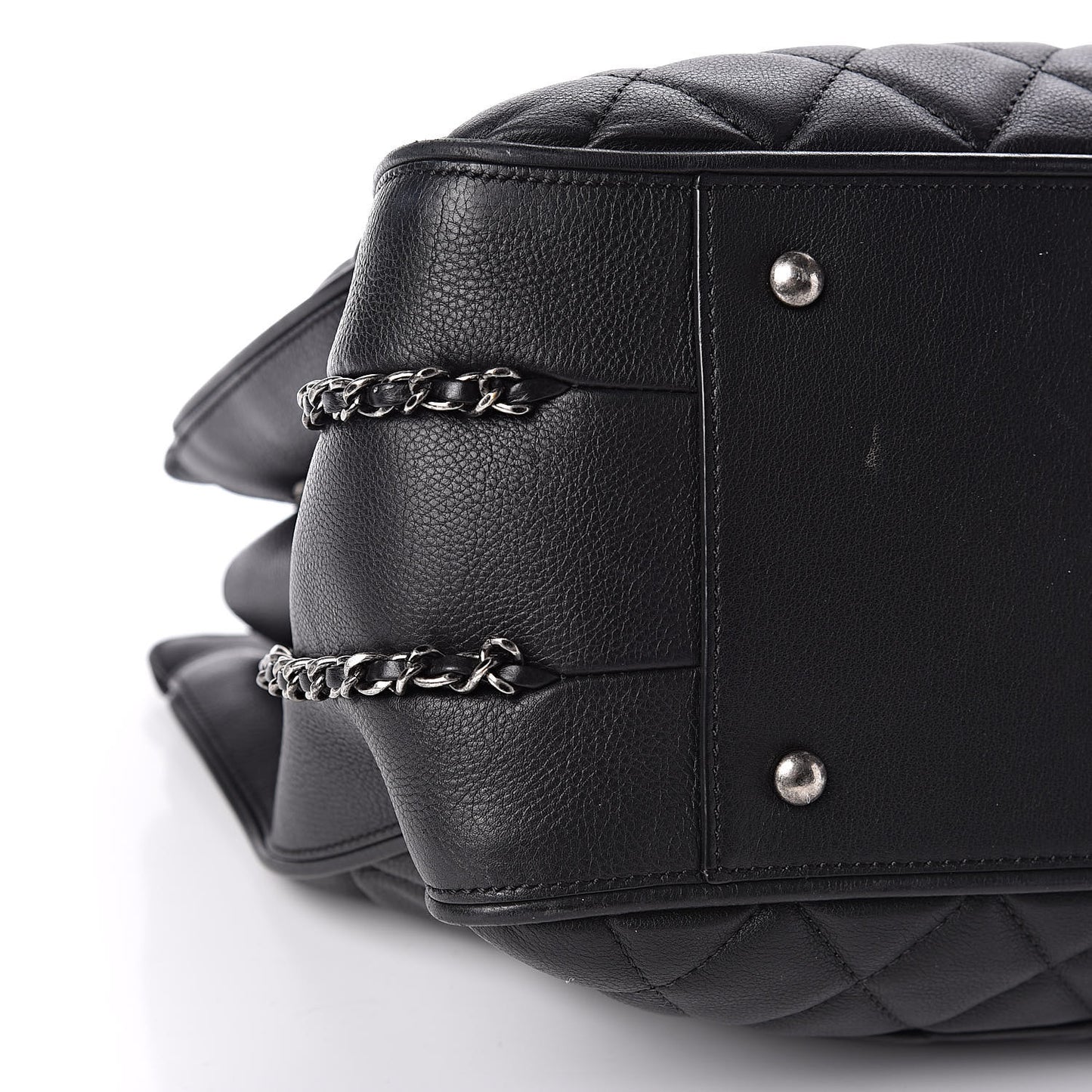 Calfskin Quilted Frame In Chain Tote Black
