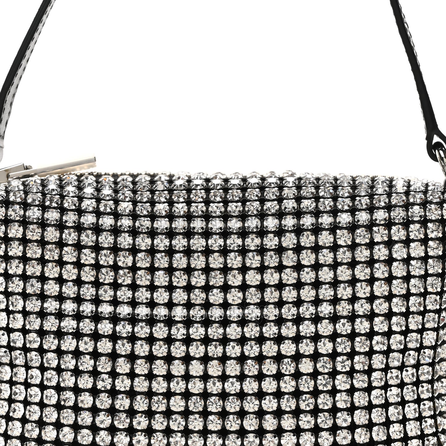 Mesh Crystal Rhinestone Mini Heiress Pouch Silver