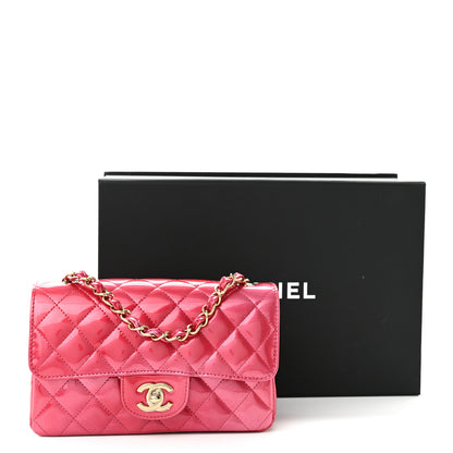 Chanel Shaded Patent Calfskin Quilted Mini Rectangular Flap Pink Dark Pink 11 of 11