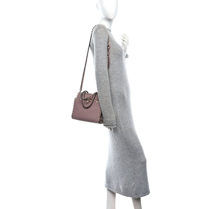 Valentino Garavani Grained Calfskin Rockstud Flip Lock Tote Lipstick 3 of 17