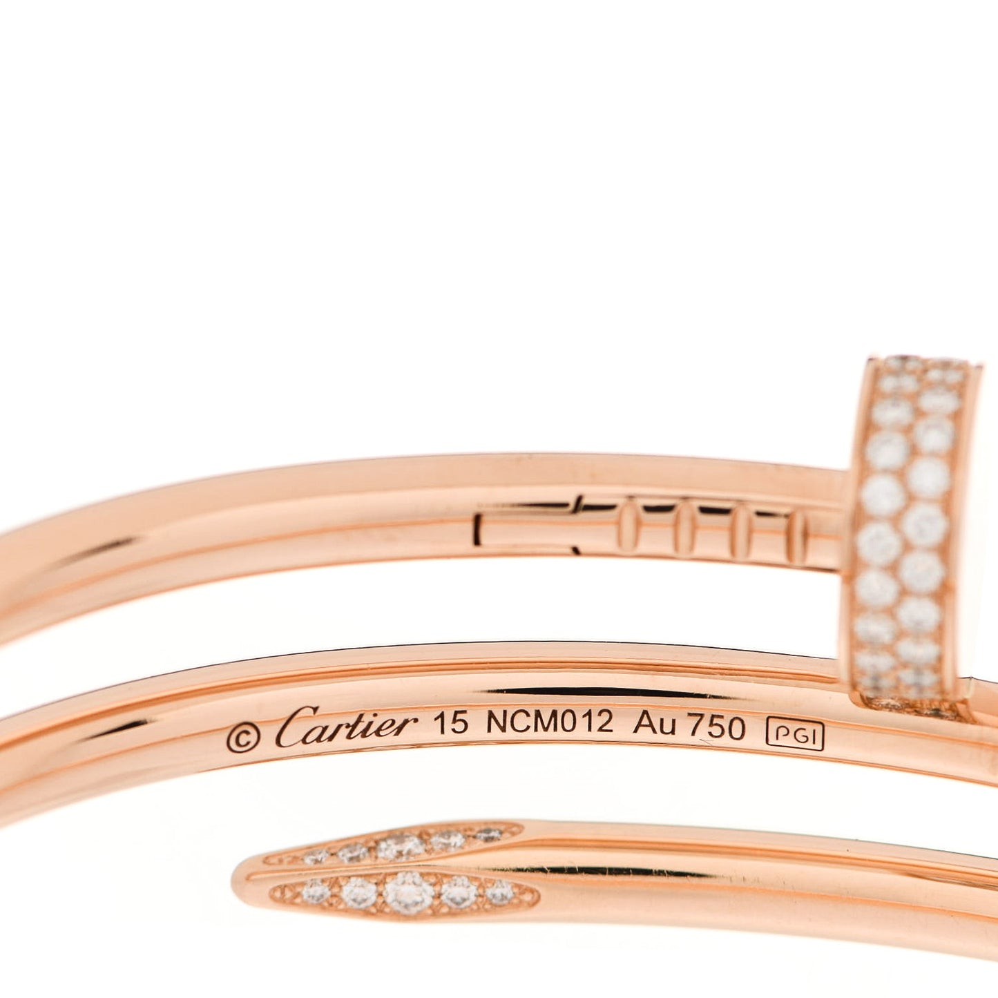 18K Pink Gold Diamond Double Wrap Juste Un Clou Bracelet 15