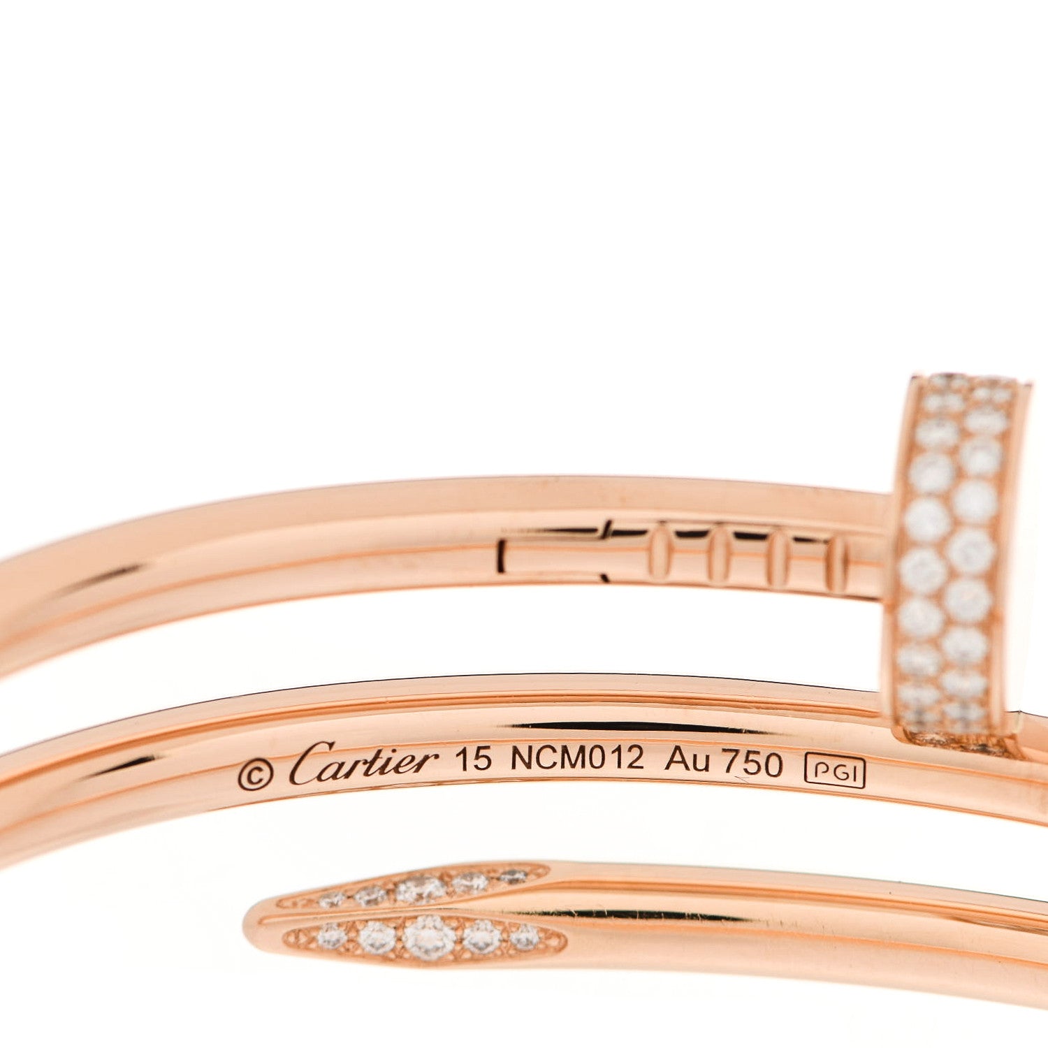 Cartier 18K Pink Gold Diamond Double Wrap Juste Un Clou Bracelet 15 3 of 4