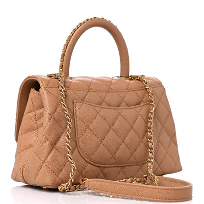 Chanel Caviar Quilted Mini Coco Chain Handle Flap Dark Beige 3 of 9