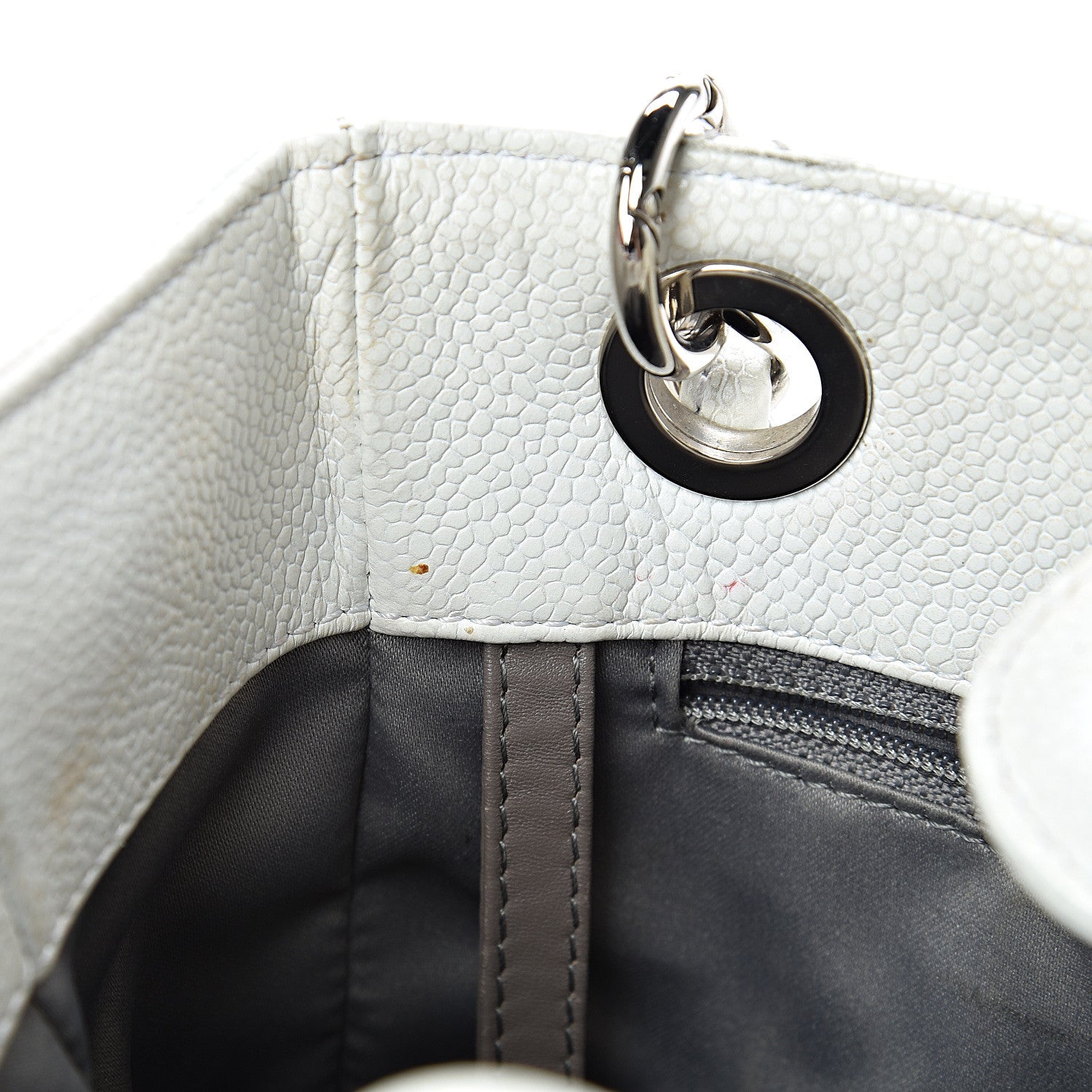 Chanel Caviar Quilted Petit Shopping Tote PST White 13 of 23