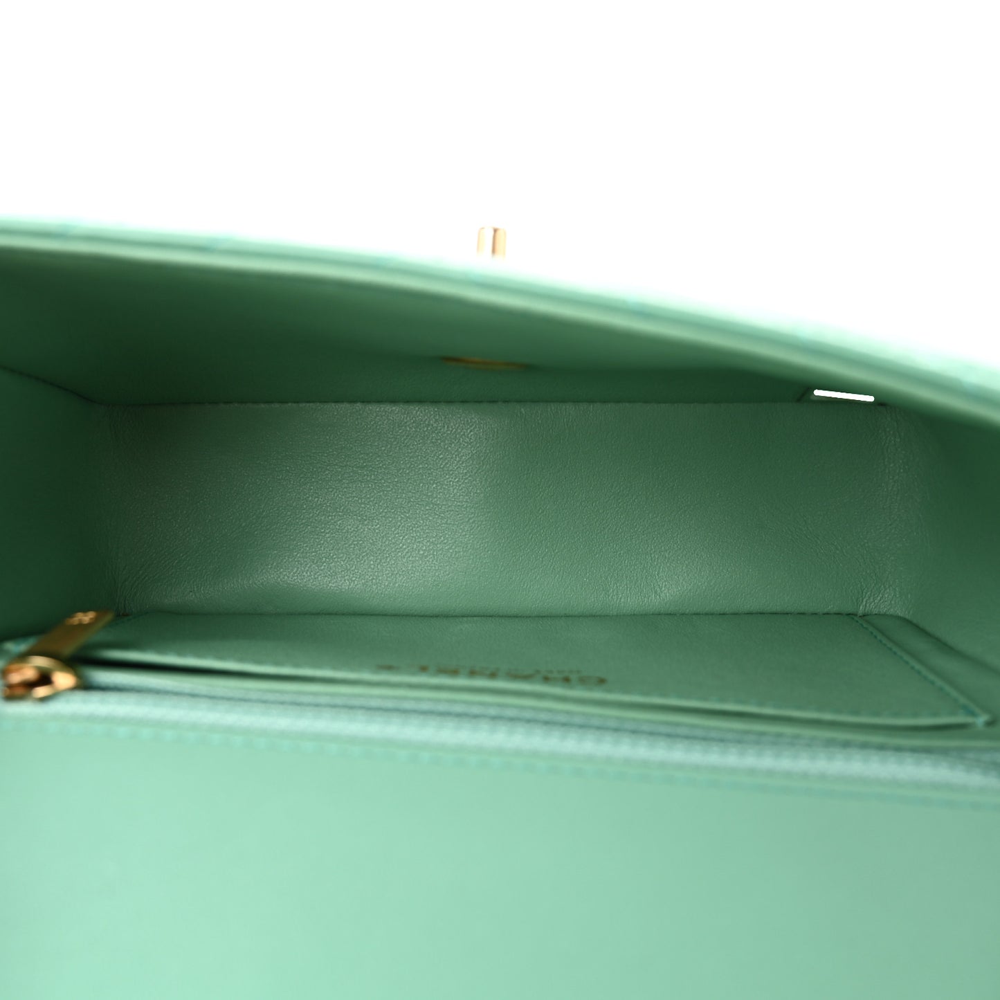 Lambskin Chevron Quilted Mini Rectangular Flap Green