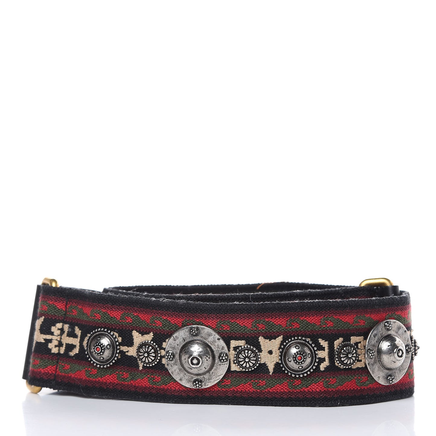 Canvas Embroidered Studded Bohemian Shoulder Strap Red
