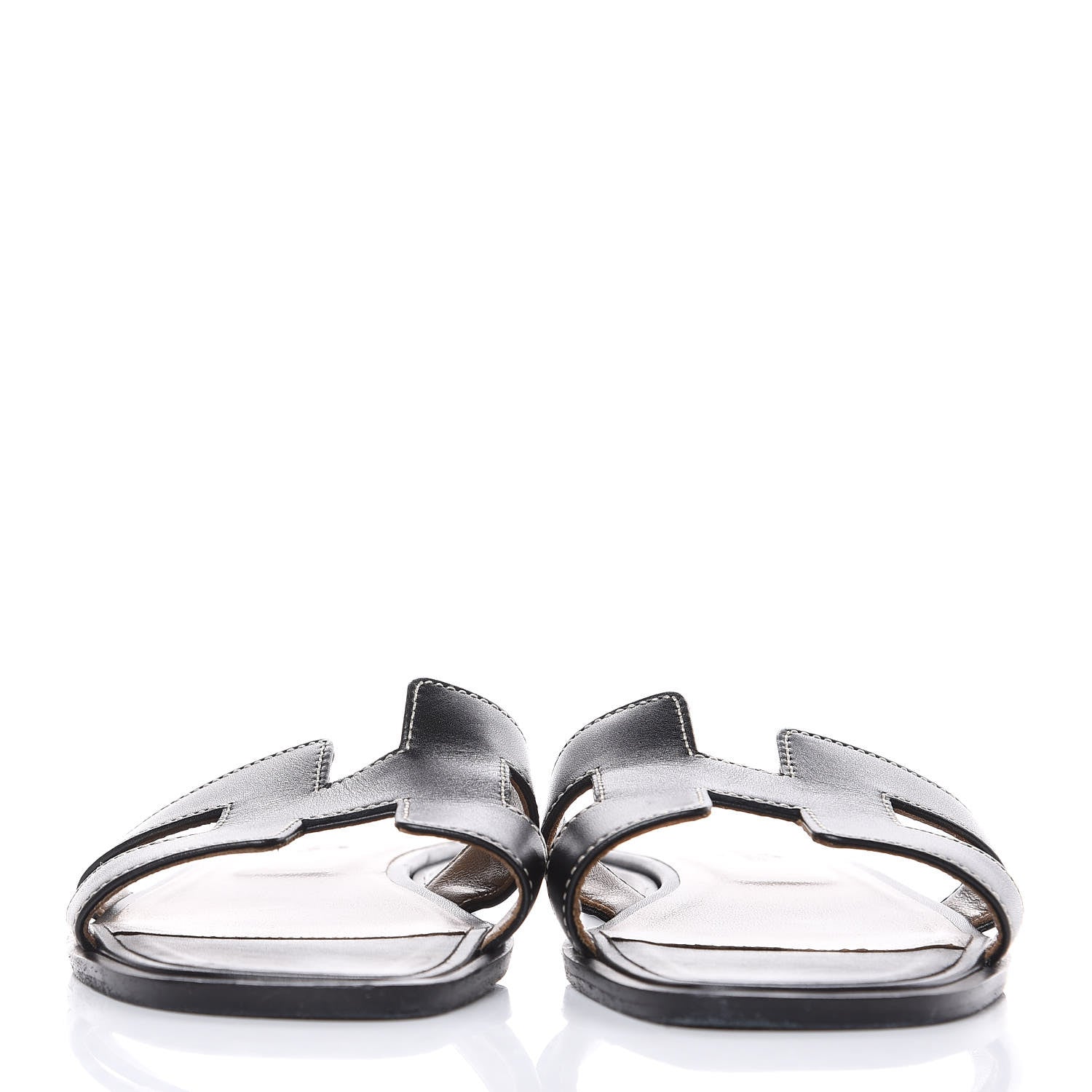 Hermes Box Calfskin Oran Sandals 37 Black 2 of 10