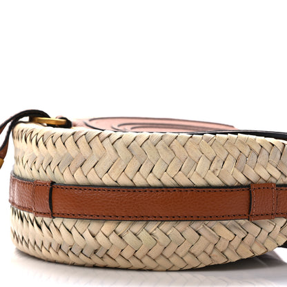 Chloe Raffia Small Grain Calfskin Small Marcie Basket Crossbody Tan 10 of 10