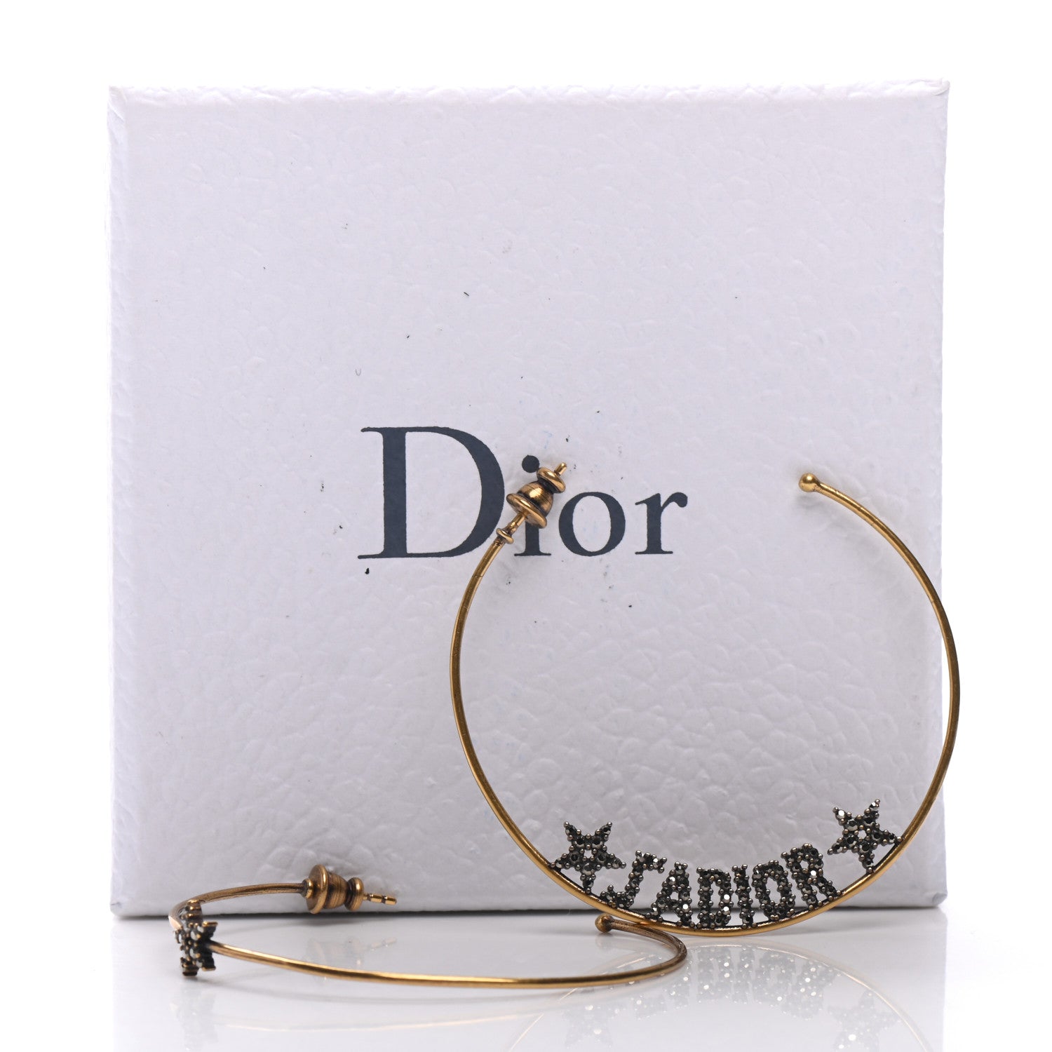 Christian Dior Metal Crystal J'Adior Hoop Earrings Aged Gold 5 of 5