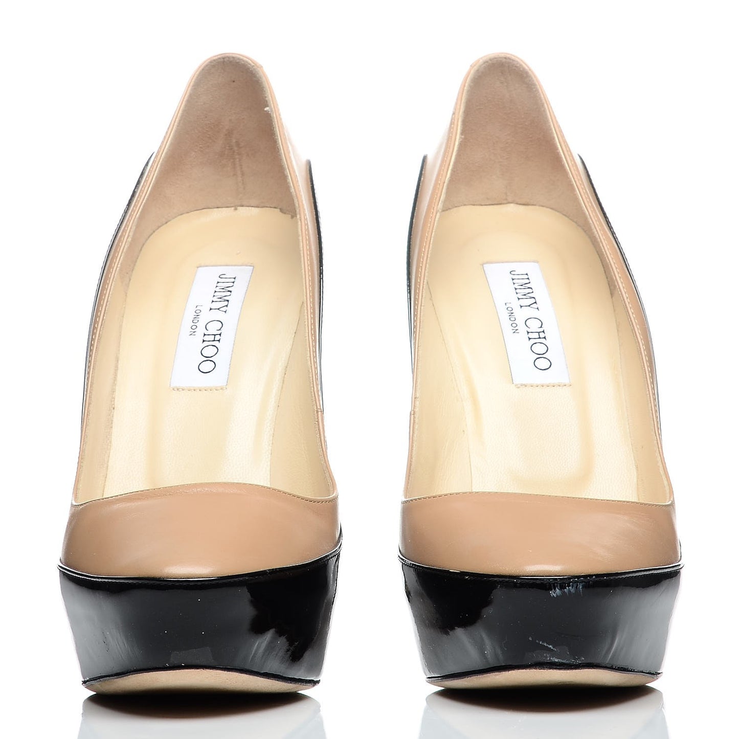 Patent Napa Sepia Platform Pumps 39.5 Beige Black