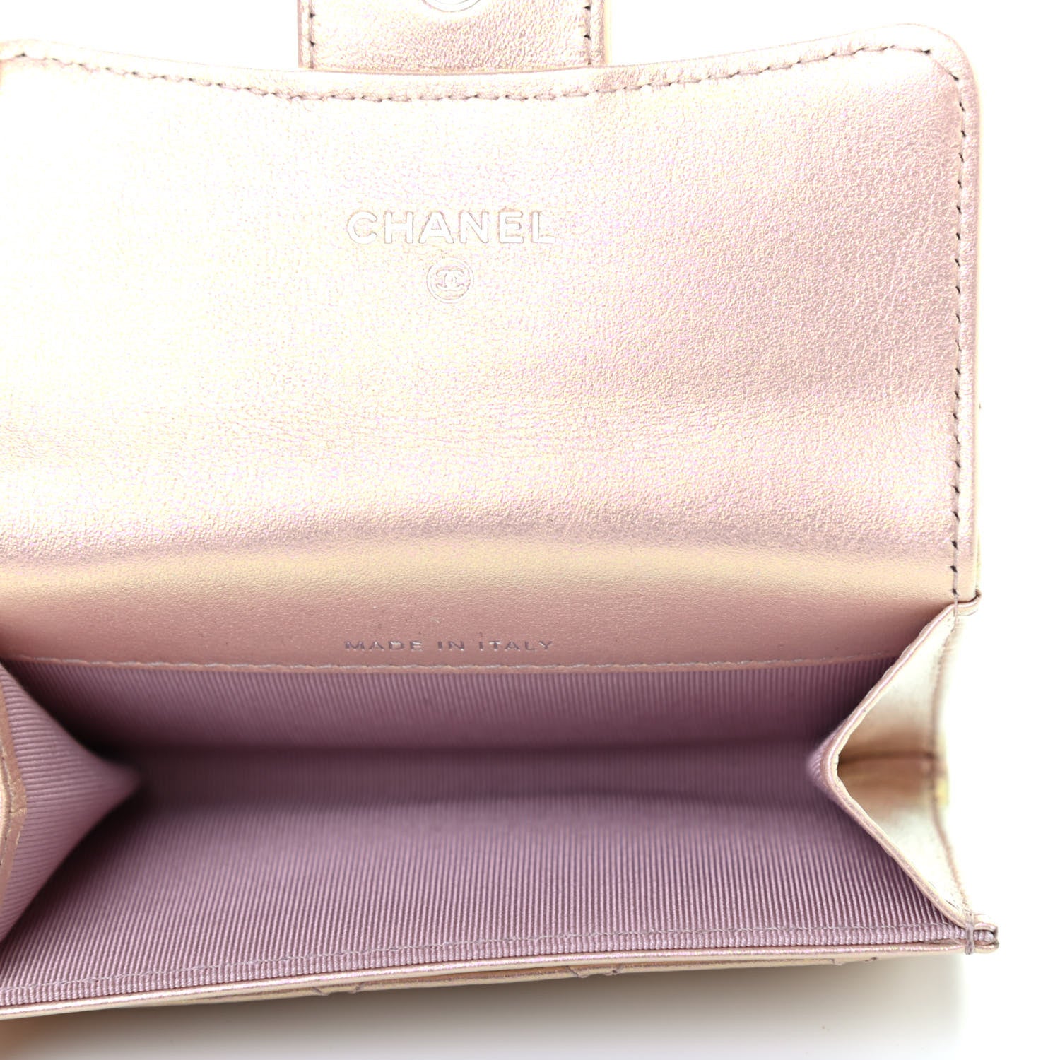 Chanel Iridescent Calfskin Quilted Flap Card Holder Wallet Pink 5 of 8