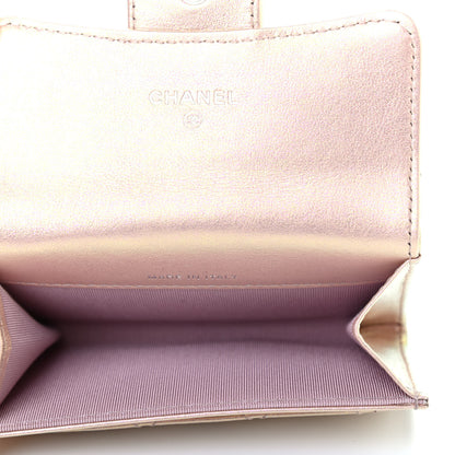 Chanel Iridescent Calfskin Quilted Flap Card Holder Wallet Pink 5 of 8