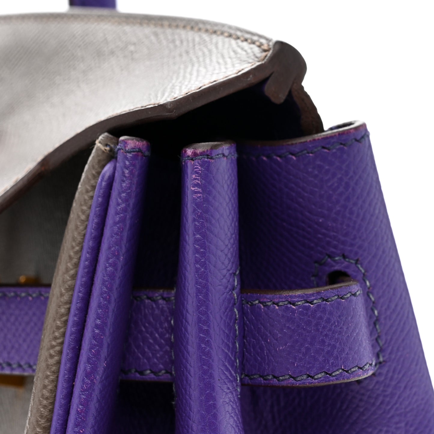 Epsom Bi-Color Horseshoe Birkin 35 Etain Crocus
