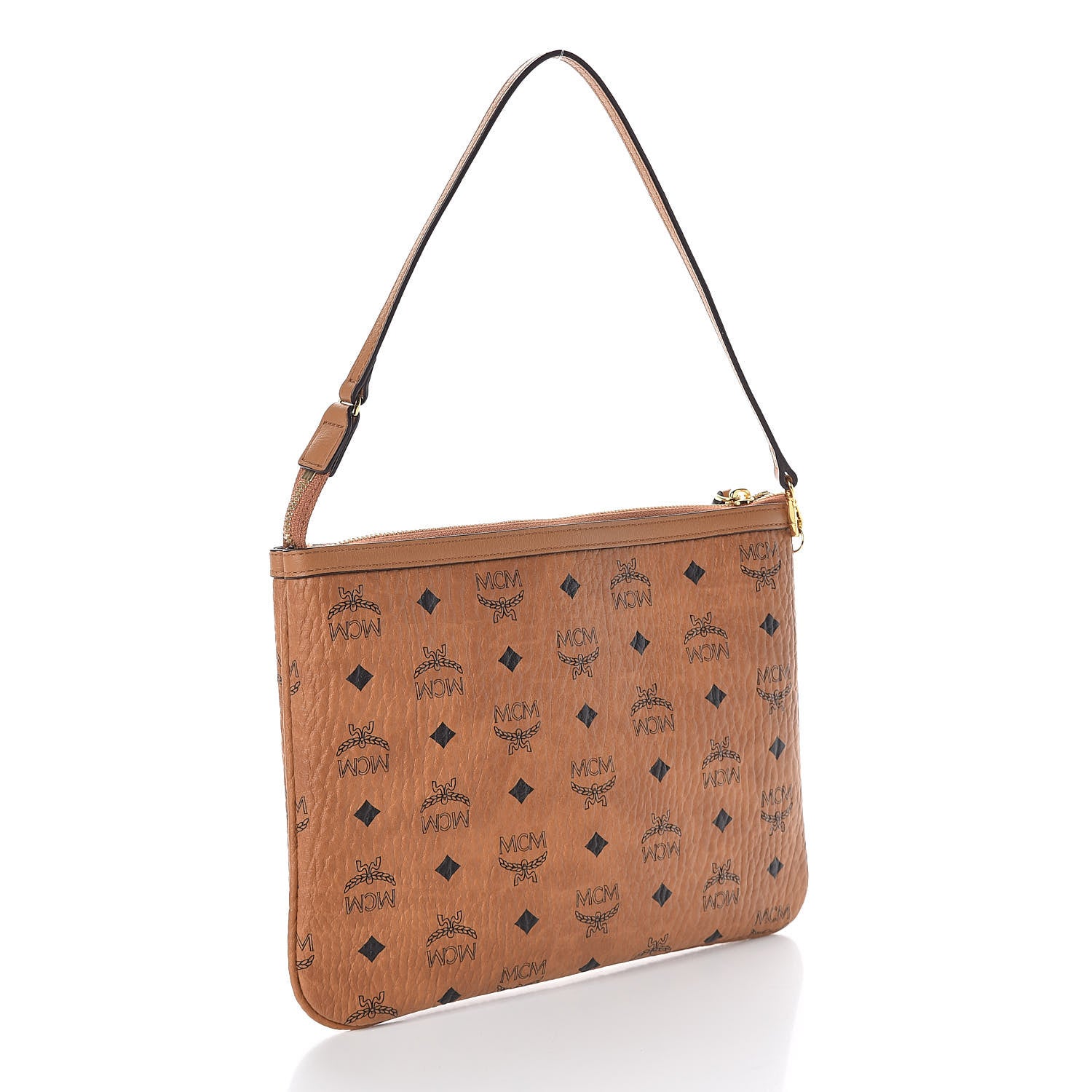 MCM Visetos Medium Stark Wristlet Pouch Cognac 3 of 9