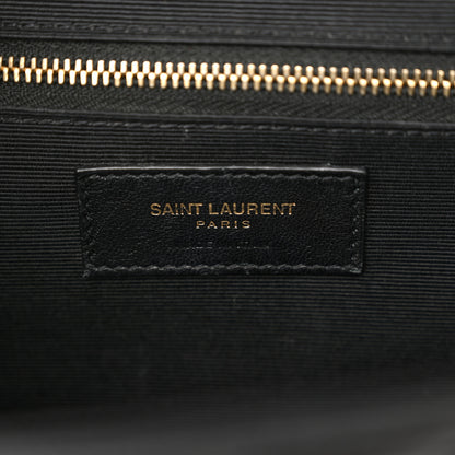Saint Laurent Grain De Poudre Matelasse Chevron Large Monogram Satchel Black 6 of 15