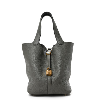 Hermes Taurillon Clemence Picotin Lock 22 MM Gris Meyer 1 of 9